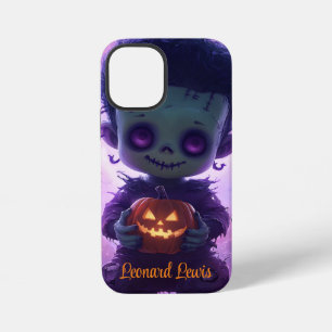Cute Monster Holding Jack O Lantern Halloween iPhone 12 Mini Case
