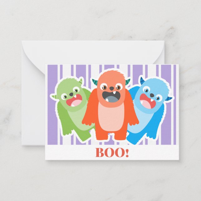 Cute Monster Kids Halloween Card (Front)