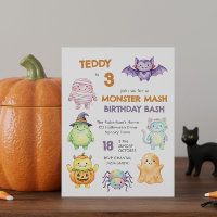 Cute Monster Mash Birthday Bash Kids Halloween