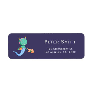 Cute Monster Mermaid Kids Return Address
