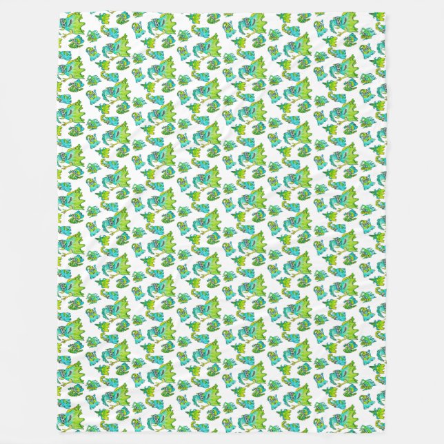 Cute monster mum and children fleece blanket (Front)