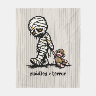 Cute Monster Mummy Sock Monkey Toy Funny Phrase Fleece Blanket