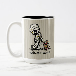 Cute Monster Mummy Sock Monkey Toy Funny Phrase Two-Tone Coffee Mug
