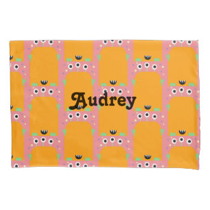 Cute Monster Orange Name Pillow Case