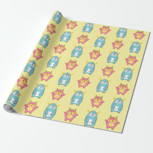Cute Monster Pattern Wrapping Paper