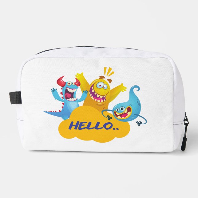 cute monster say hello dopp kit (Front)