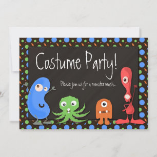 Cute Monster Theme Costume Party Invitations