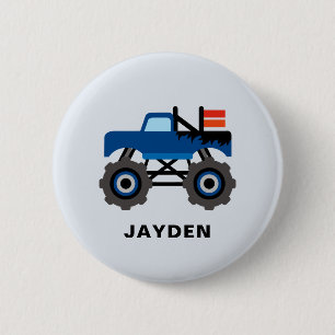 Cute Monster Truck Custom Name Personalised Boys  6 Cm Round Badge
