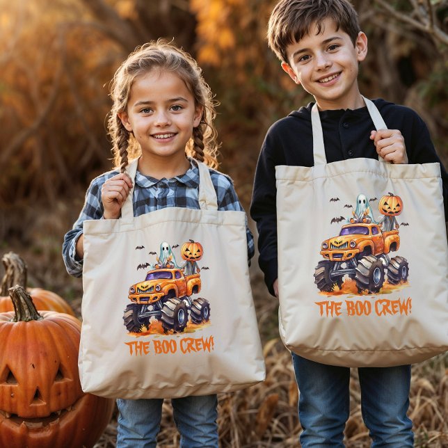 Cute Monster Truck Modern Boo Crew Halloween Tote Bag (Creator Uploaded)
