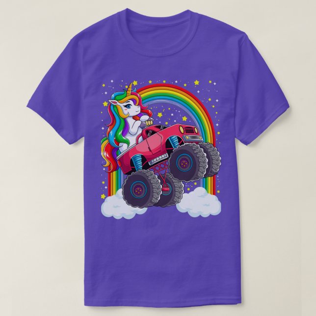 Cute Monster Truck Unicorn Magical Rainbow Kids Gi T-Shirt (Design Front)