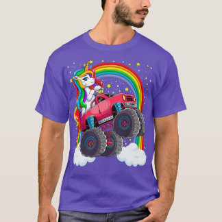 Cute Monster Truck Unicorn Magical Rainbow Kids Gi T-Shirt