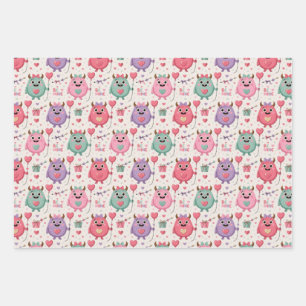Cute monster Valentine wrapping paper