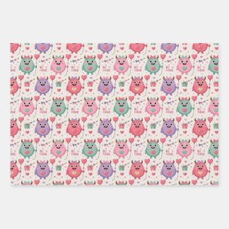Cute monster Valentine wrapping paper
