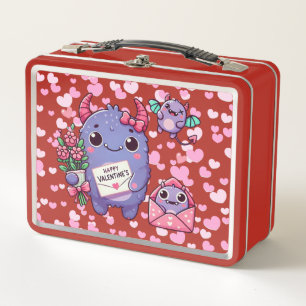 Cute monster Valentine's Day Metal Lunch Box