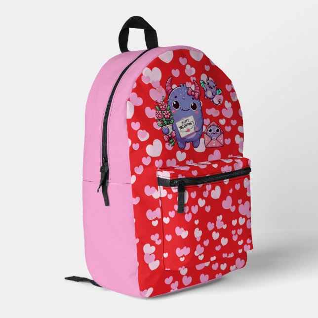 Cute monster Valentine's Day  Printed Backpack (Back Corner Left)
