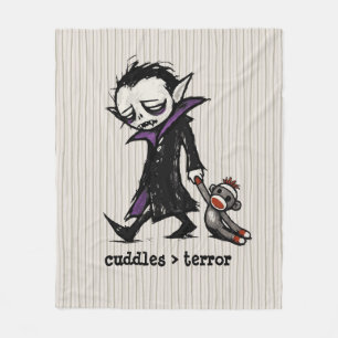 Cute Monster Vampire Sock Monkey Toy Funny Phrase Fleece Blanket