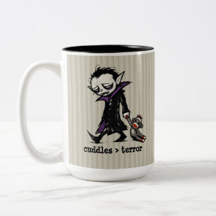 Cute Monster Vampire Sock Monkey Toy Funny Phrase Two-Tone Coffee Mug