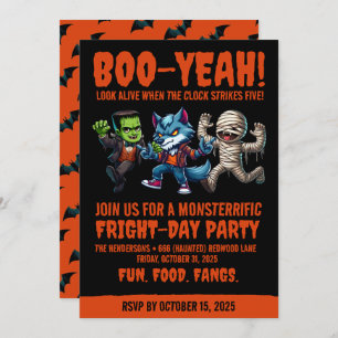 Cute Monsterrific Fright Day Halloween Party Invitation