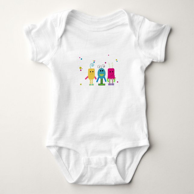 Cute Monsters Baby Bodysuit (Front)