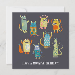 Cute Monsters Birthday Card