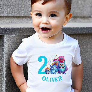 Cute Monsters Birthday Name Boy Toddler T-shirt