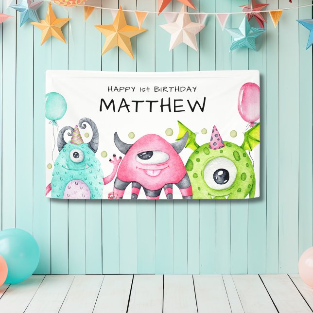 Cute Monsters Boys Happy Birthday Banner (Creator Uploaded)