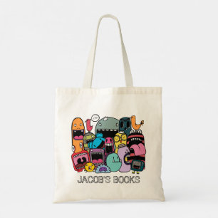Cute Monsters Characters Name Library Book Bag