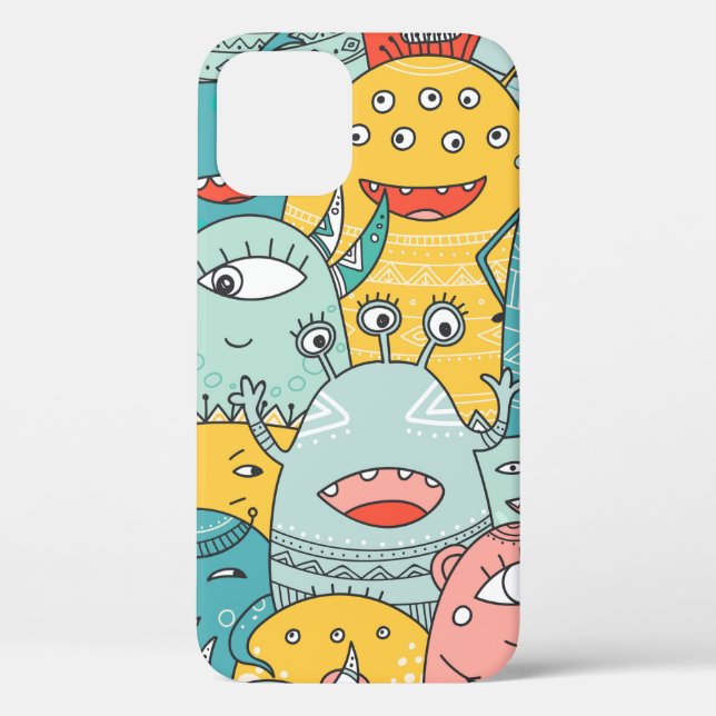 cute monsters crowd seamless pattern in boho style Case-Mate iPhone case (Back)