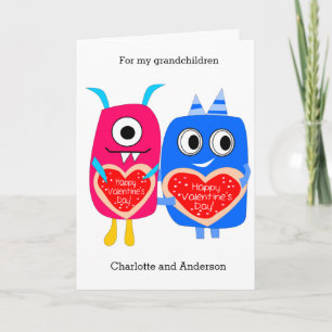 Cute Monsters Grandchildren Holiday Card