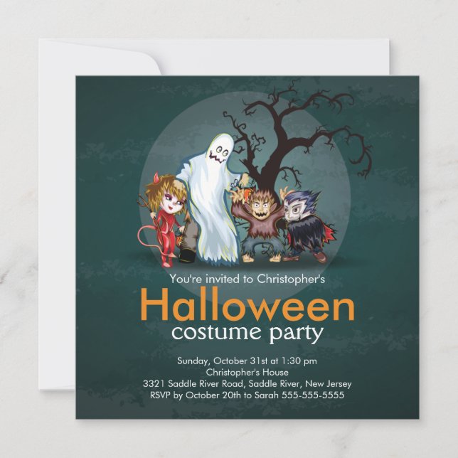 Cute Monsters Halloween Costume Party Invitation (Front)