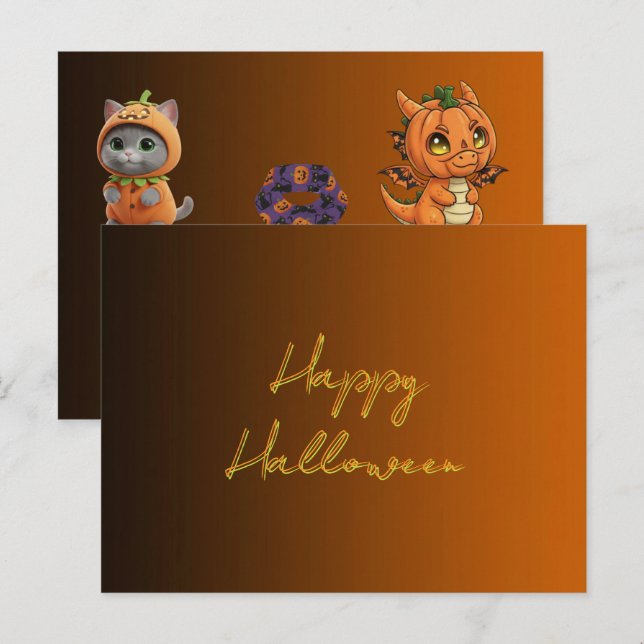 Cute Monsters Happy Halloween Postcard (Front/Back)