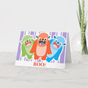 Cute Monsters Kids Halloween Card