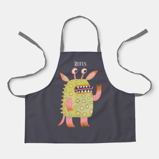 Cute Monsters Personalised Apron (Front)