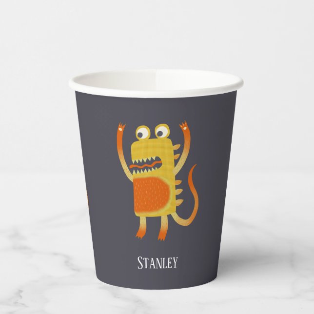 Cute Monsters Personalised Paper Cups (Left)