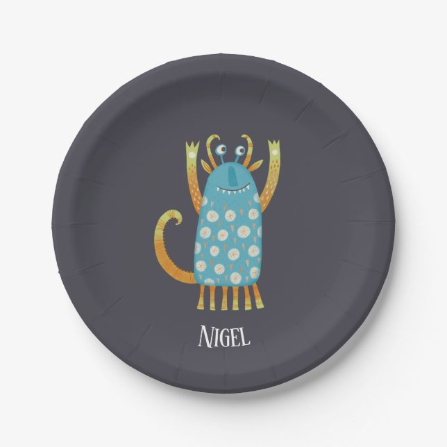 Cute Monsters Personalised Paper Plate (Front)