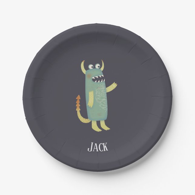 Cute Monsters Personalised Paper Plate (Front)