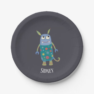 Cute Monsters Personalised Paper Plate