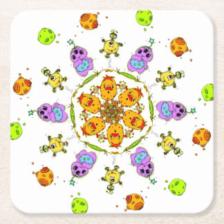 cute monsters square paper coaster