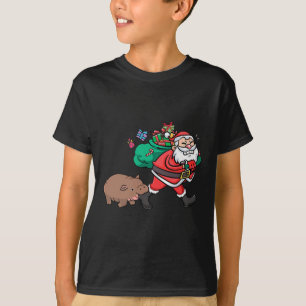 Cute Moo Deng & Santa Ba T-Shirt