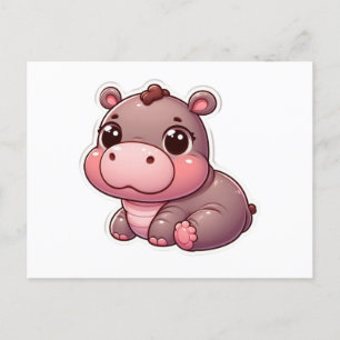 Cute Moo Deng Baby Hippo Card