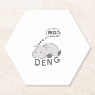 Cute Moo Deng Baby Nope Funny Long Sleeve T-Shirt Paper Coaster
