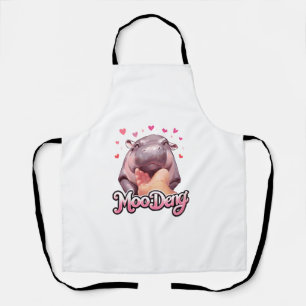 Cute Moo Deng Hippo Girlie Hearts for girls kids w Apron