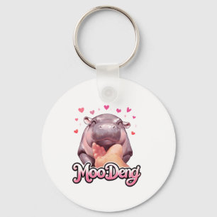 Cute Moo Deng Hippo Girlie Hearts for girls kids w Key Ring