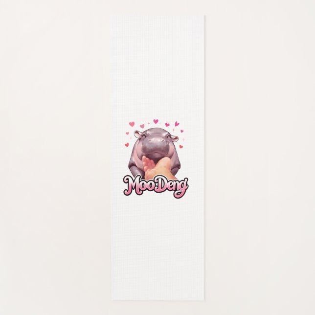 Cute Moo Deng Hippo Girlie Hearts for girls kids w Yoga Mat (Front)