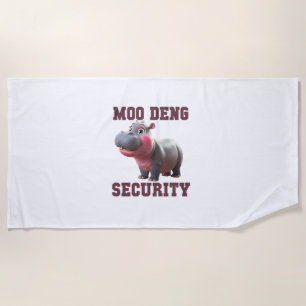 Cute MOO DENG SECURITY Dad Baby Hippo Papa Parent Beach Towel
