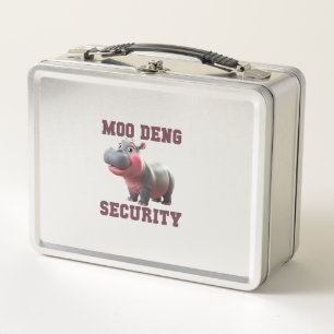 Cute MOO DENG SECURITY Dad Baby Hippo Papa Parent  Metal Lunch Box