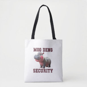 Cute MOO DENG SECURITY Dad Baby Hippo Papa Parent  Tote Bag