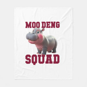 Cute MOO DENG SQUAD Baby Hippo Team Cheer Girls Te Fleece Blanket
