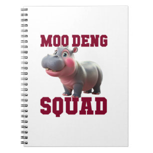 Cute MOO DENG SQUAD Baby Hippo Team Cheer Girls Te Notebook