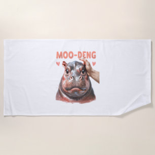 Cute Moo Deng T-Shirt Beach Towel